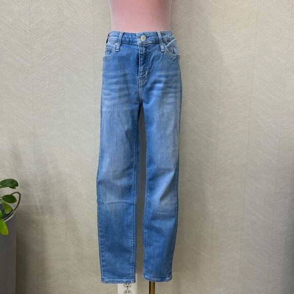 Calvin Klein Embroidered Denim Blue Ankle Mid Rise Skinny Jeans Womens Size 30 - Picture 1 of 12